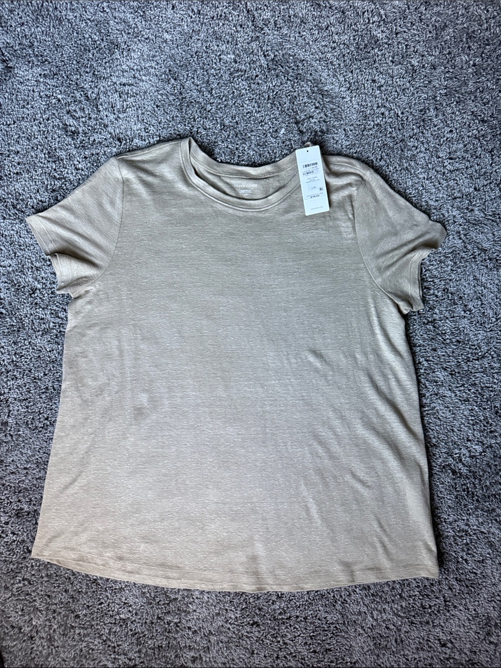 Eileen Fisher Neutral Beige Short Sleeve Crew Tee